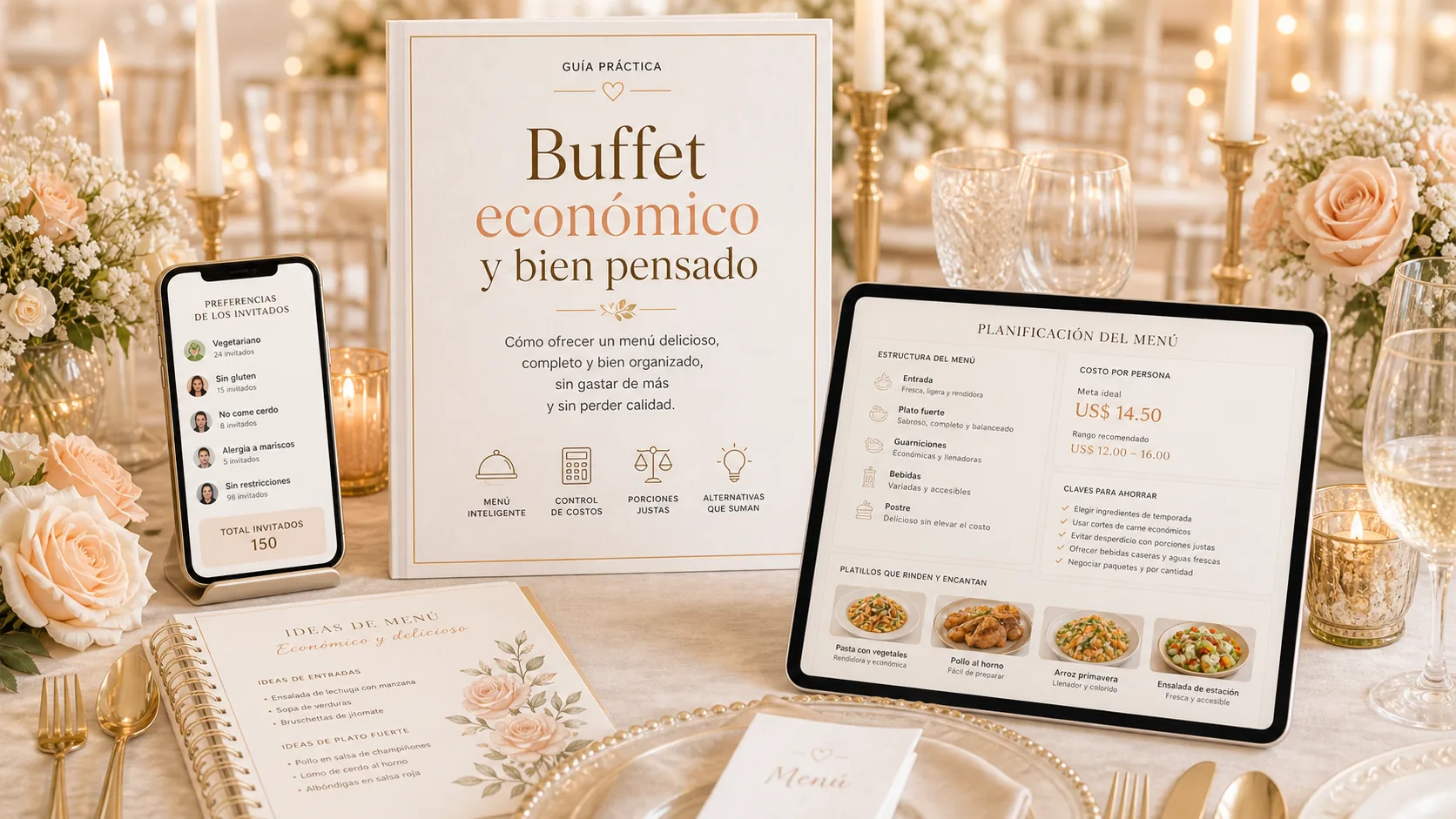 Mockup del contenido sobre un buffet económico y bien pensado