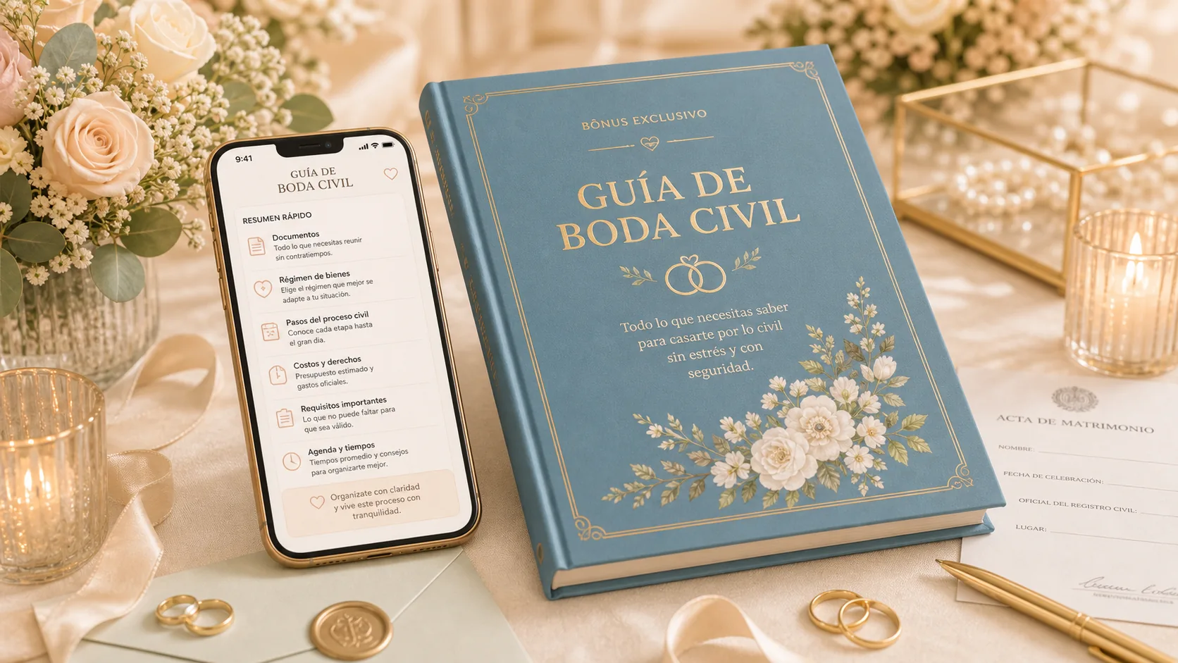 Mockup del bono Guía de boda civil