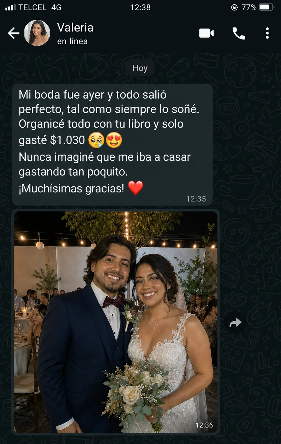 Testimonio en imagen sobre lograr la boda de tus sueños gastando poco